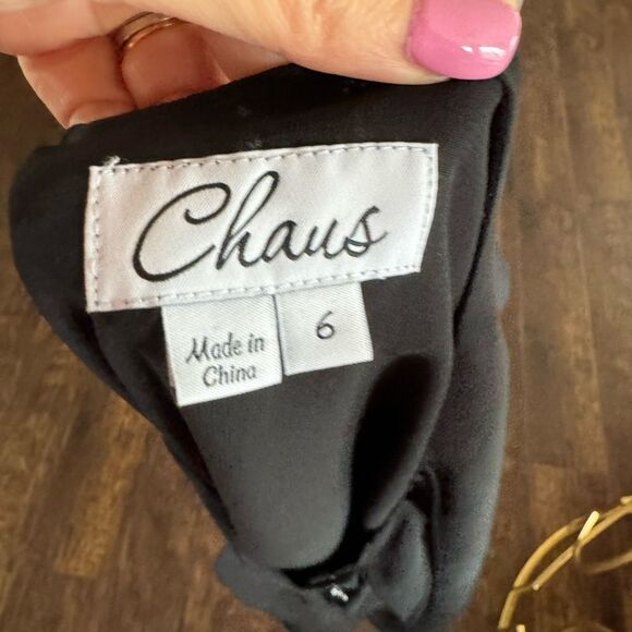 Chaus black ruffle tank top size 6 - Picture 5 of 5